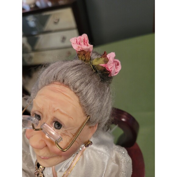 JACQUELINE KENTS FAIRY GODMOTHER Breast Cancer Fairy 2005 With Wooden Chair - Picture 4 of 16